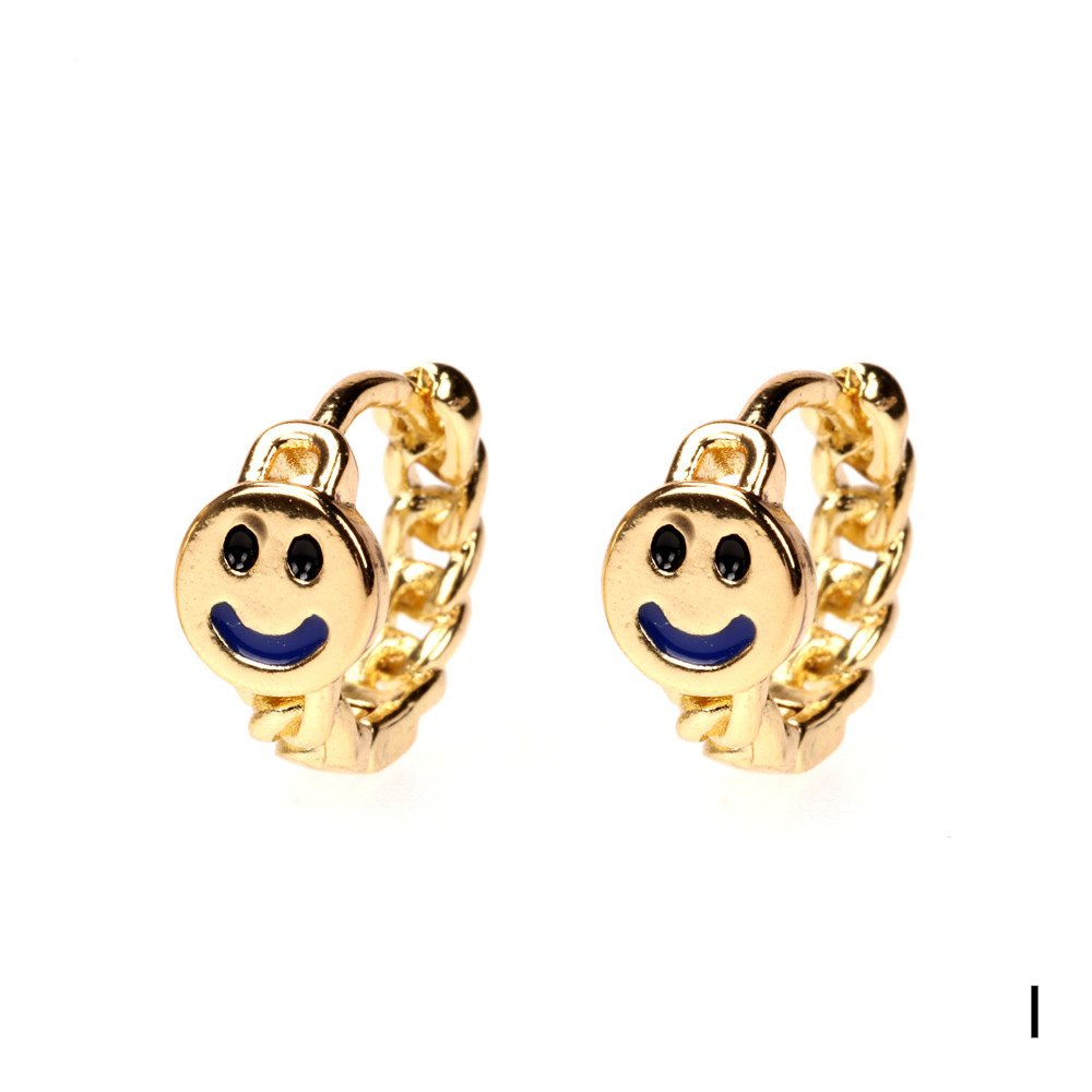 Nihaojewelry Fashion Gold-plated Smiling Face Dripping Oil Earrings Wholesale Jewelry display picture 2