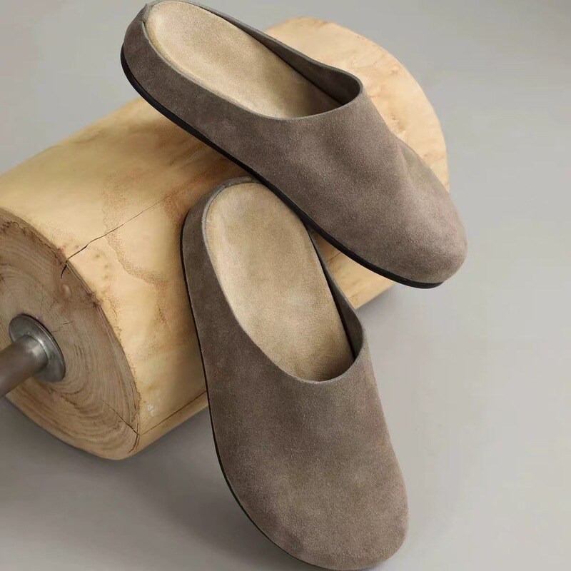 Birkenstock Shoes for Men, Large Size 45, Soft-Soled Mules, Retro Old Money Style, Slip-On Thick-Soled Lazy Slippers, Couple's Trendy Model