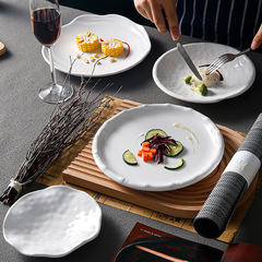 White Creative Bamboo Joint Plate Hotel Western Restaurant Melamine Tableware Thickened Anti-Drop Irregular Lingzhi Plate Dinner Plate