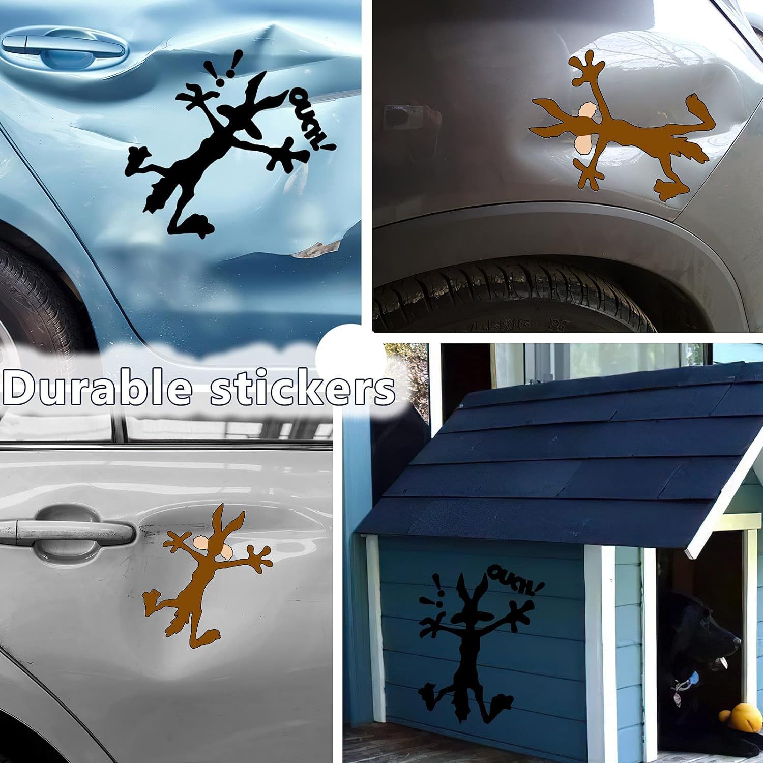 Cartoon Coyote Splash Muur Deur Auto Sticker, Reflecterende Deuk Auto Bumper Sticker_voghion.com