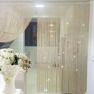Encrypted Silver Thread Curtain Door Curtain Hanging Curtain Partition Entrance Curtain Non-Winding Korean Wedding Decoration Curtain