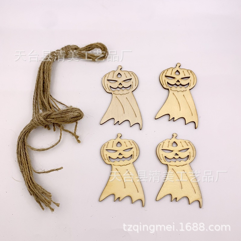 Halloween Calabaza Pieza de madera Hogar creativo Madera Natural Fiesta Artesanía Decoración Artesanía 20 piezas/paquete