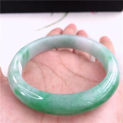 [Fast Delivery] [With Certificate] genuine goods Laokeng Yang Green Floating Flower Ice Glutinous Jade Bracelet Jade Bracelet