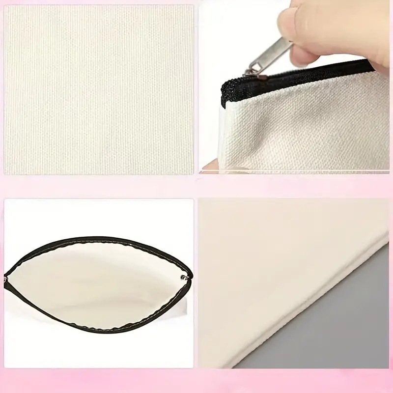 Bolsa de cosméticos de lino con estampado de doble cara, estilo europeo y americano, con cremallera para mujer, de Temu.