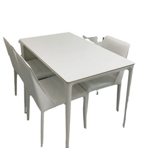Solid Color Stone Slab Dining Table and Chairs Set Modern Minimalist Small Apartment Home Use Island Counter Breakfast Table Fashion Rectangle Table