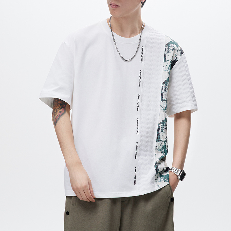 American Trendy Brand Workwear Short-Sleeved Men's Loose Large Size Round Neck T-Shirt Summer Cotton T-Shirt