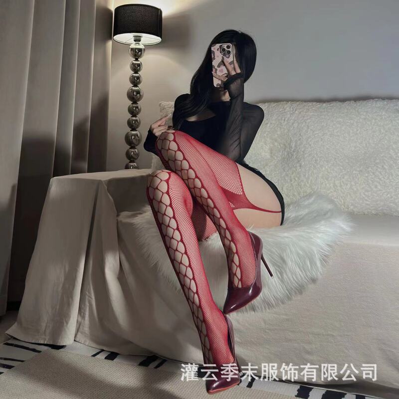 European and American sexy lace jacquard stockings women's stockings net stockings base socks black silk sexy stockings thin plus size