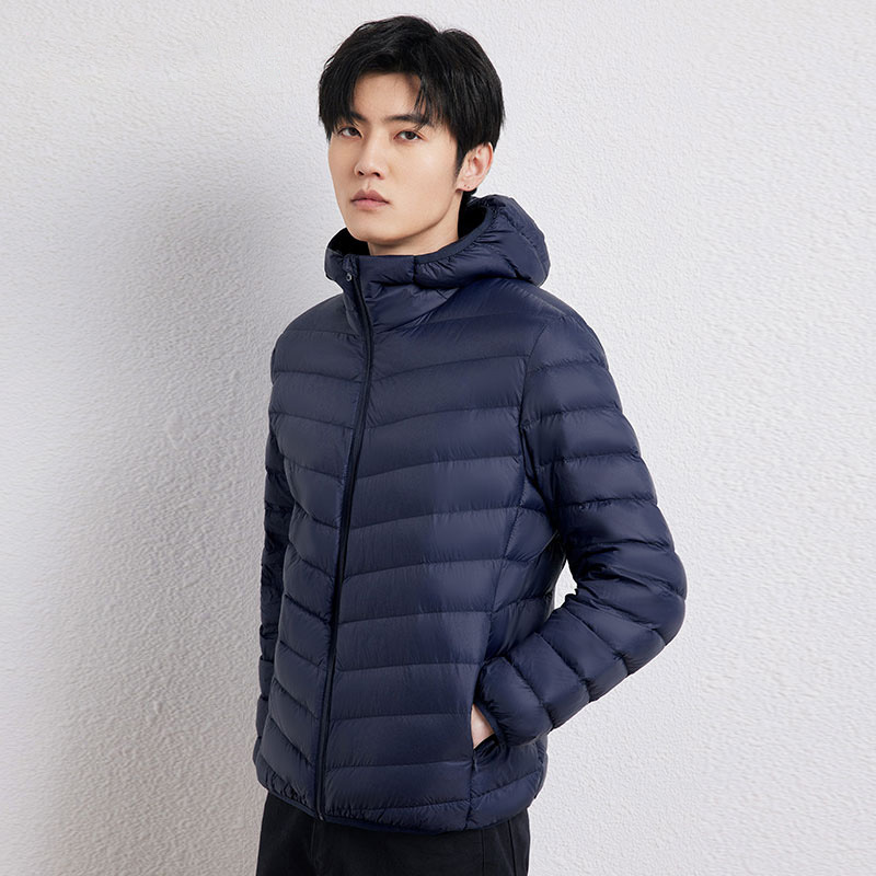 Down Jacket Men's Hooded Thin Solid Color Simple Lightweight plus size Short 2024 Autumn and Winter Thin Casual Portable Jacket