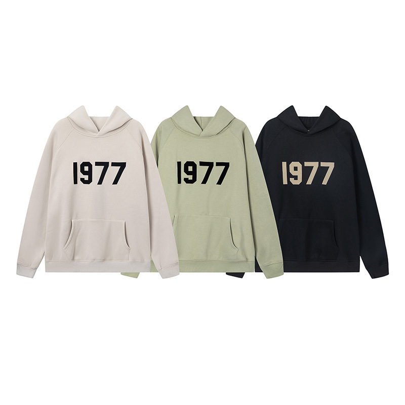 Fog Season 8 Essentials Multi-Thread 22Ss 1977 Digital Flocking Sweatshirt Loose Casual Hoodie