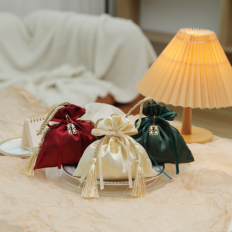 Wine Red-Happy 2 / Satin Candy Bag