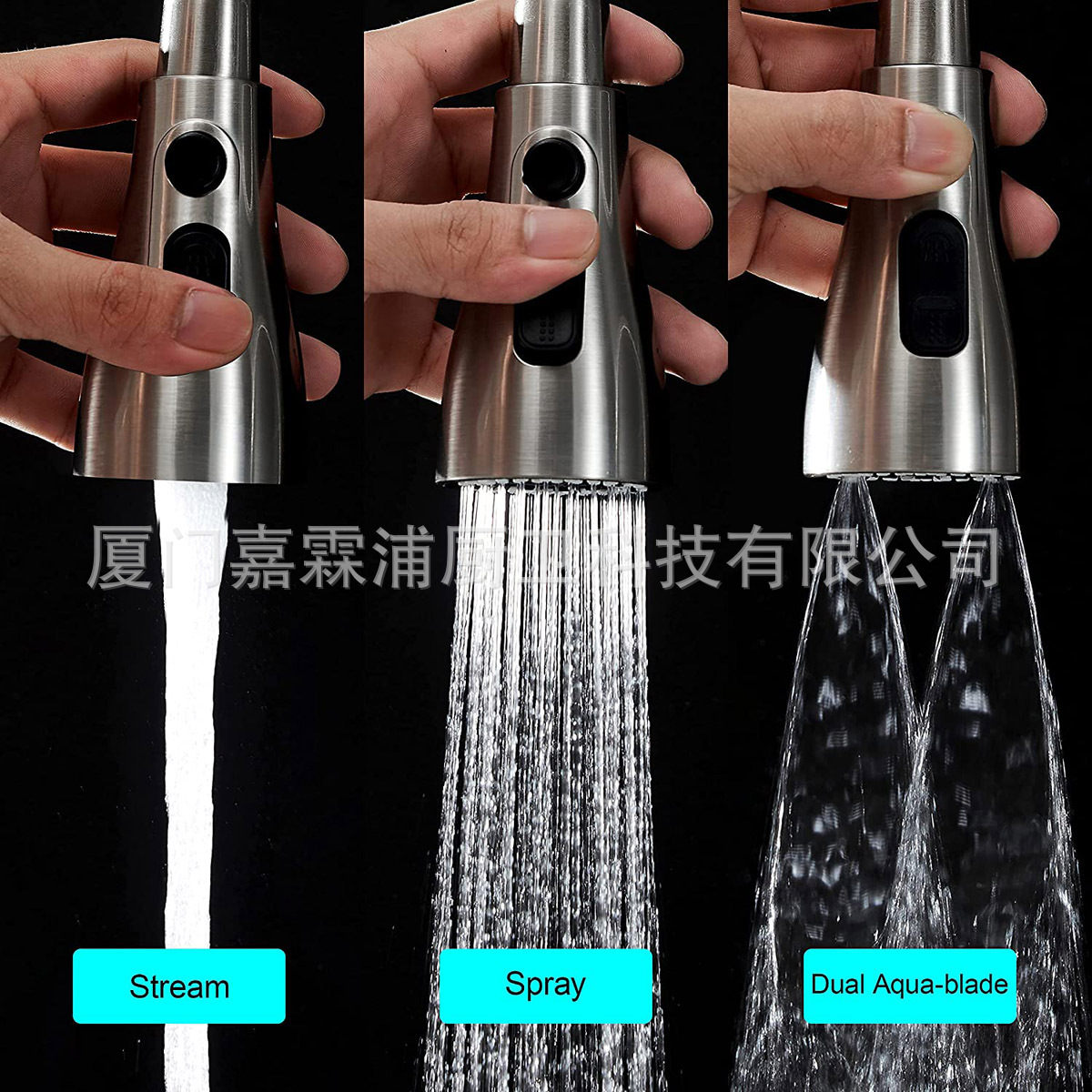 Cross-border kitchen sink, three-function, double-blade water, mesh water, small waist, pull-out faucet, shower head details Picture