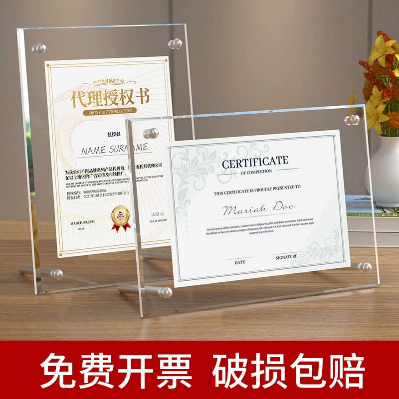 Прозрачная акриловая фоторамка подвешена стена A4 Патентная рамка A3 рамки бизнес-лицензии 8k рамка