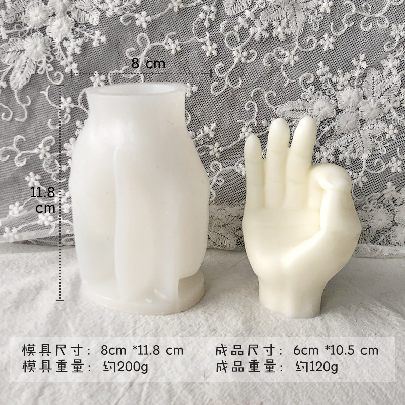 Dedo vela de silicona molde DIY dedo medio Bier gesto aromaterapia yeso decoración candelabro herramienta abrasiva