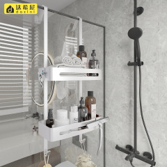 Silver Bathroom Storage Rack Space Aluminum Suspension Toilet Shower Room Double Tier Basket Cross-border Toilet Bathroom Organizer
