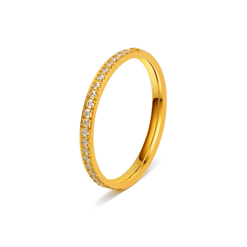 French Retro Diamond Ring In Titanium Steel For Women_voghion.com