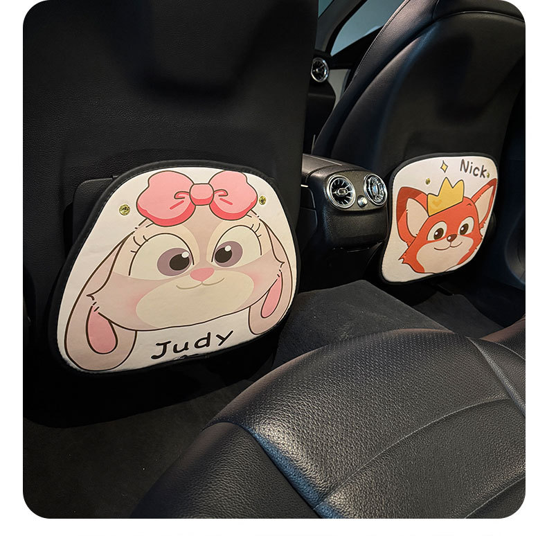 Rabbit Fox Car Seat Back Anti-Kick Pad Women's Cute Car Leather Seat Back Anti-Fouling Pad Cartoon Protective Pad