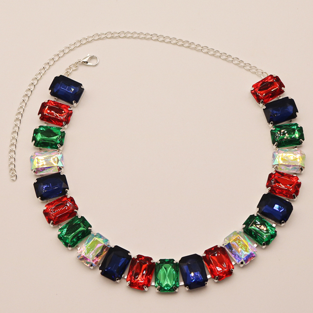 1 Piece Quantity Nightclub, Party Occasion Glam Luxurious Queen Square Rhinestones Alloy Statement Necklaces Wholesale