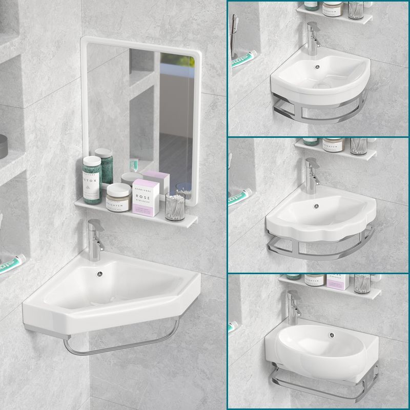 Washbasin Triangular Small Apartment Ceramic Washbasin Wall-Mounted Bathroom Corner Triangle Balcony Basin Mini