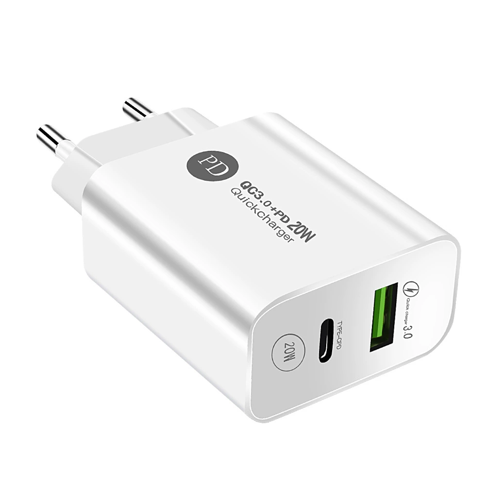 Портативное зарядное устройство PD12W, USB + Type-C, 5V 2.4A (PD/20W), европейская и американская вилки, черное/белое