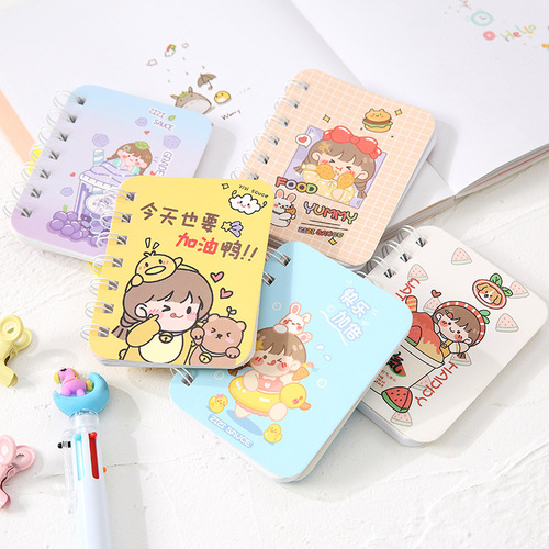 Cartoon coil-bound student portable vocabulary notebook, pocket memo book, mini notebook, cute small notebook