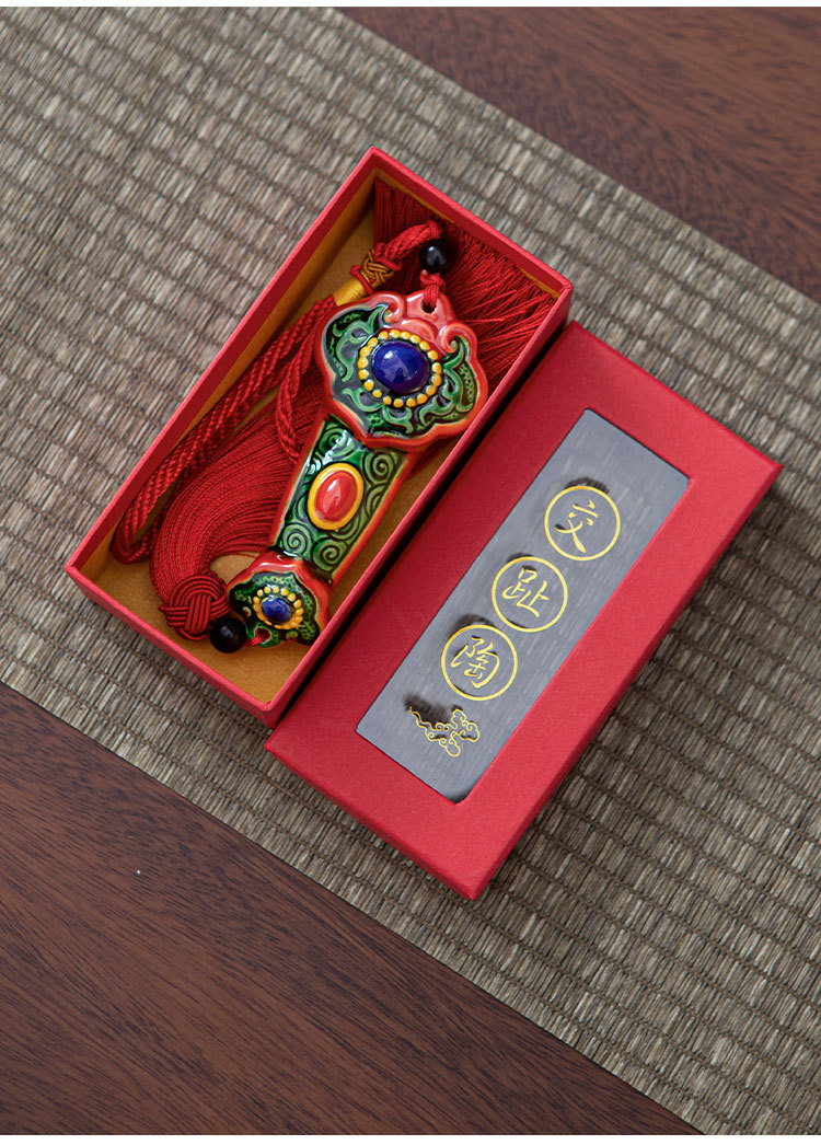 Hand painted Ruyi year fish ornaments car pendant interior supplies toe Pottery Creative colorful gift