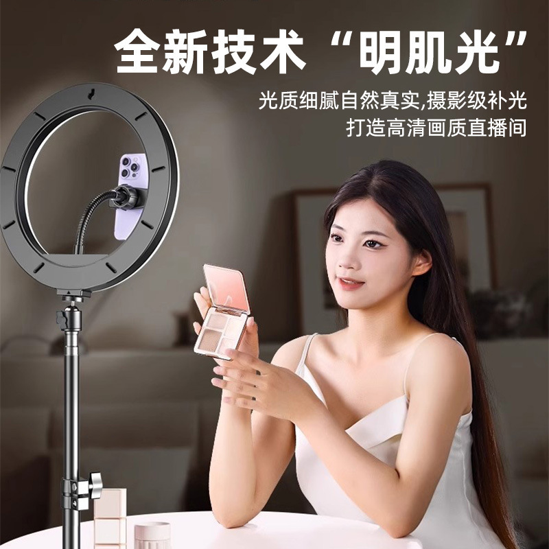 补光灯十寸桌面美颜直播落地拍照摄影USB便捷环形网红直播支架|undefined