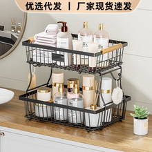水果篮双层厨房蔬果置物架客厅可拆卸收纳摆件零食手提收纳篮代发