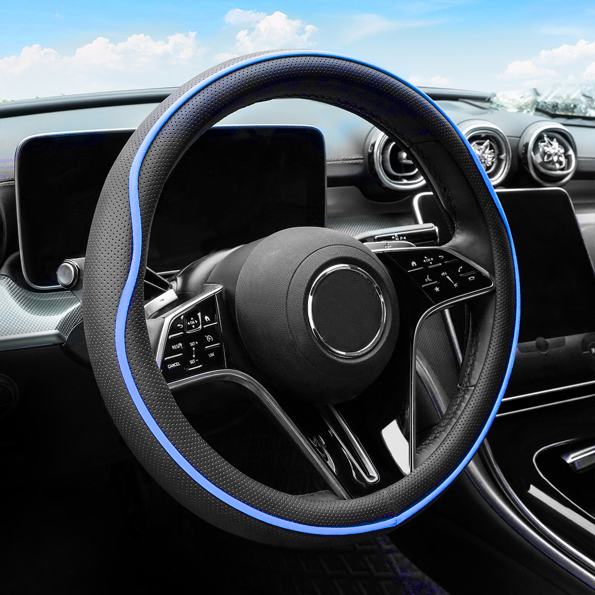 Car Steering Wheel Cover, Nappa Leather, All-Season, Stylish, Wear-Resistant, Cross-Border Hot-Selling Steering Wheel Protector