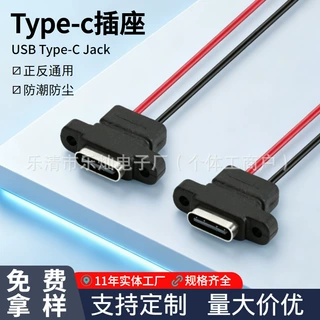 LN-003带固定孔新模Typec母座 正反插拔通用充电孔 USB电源连接器
