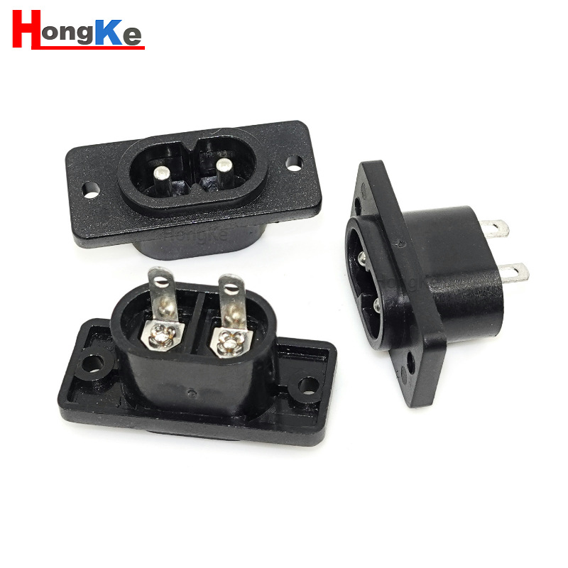 直销两芯八字插座AC005电源插座 8字插座 八字插座实芯针 8字母座