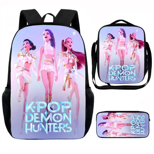 Cross-Border Hot-Selling Student Backpack Three-Piece Set, Cross-Border Hot-Selling Ins-Style Large-Capacity Backpack for Girls, in Stock