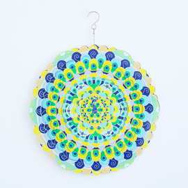 北欧风格旋转风铃挂饰家居花园装饰彩色挂件孔雀碧凰