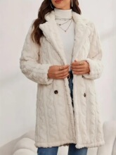 H 19121 Women's Plush Double Breasted Coat ë�q�p�ſ۴���