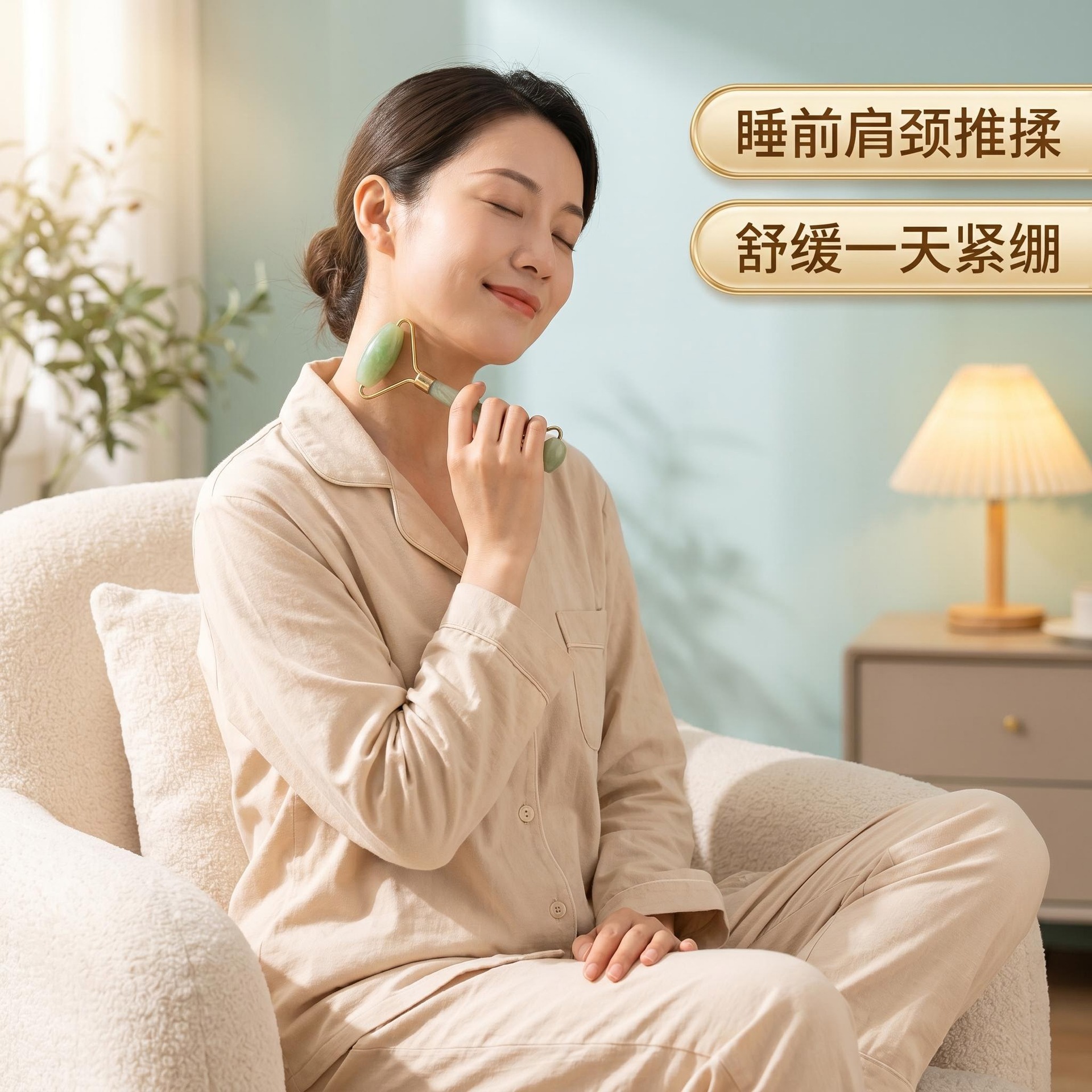 Rodillo de Masaje de Jade de Fábrica Hongxing para Rostro, Ojos y Cuello, Palo de Masaje, Dispositivo de Belleza Xiuyu, Terapia