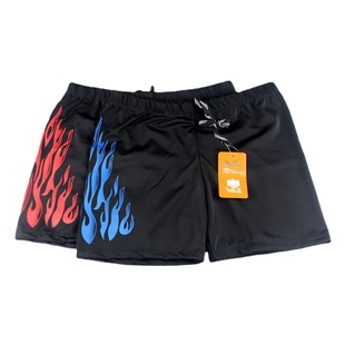 Adult men's boxer swimming trunks high elastic flame simple fashion swimming trunks nylon material multi-color hot spring bubble