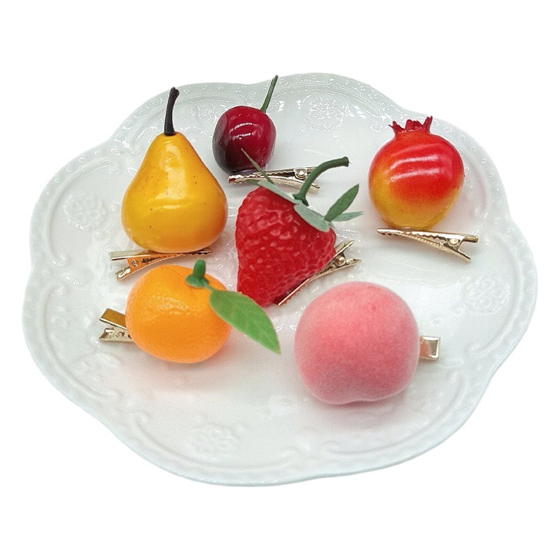 Simulation fruit and vegetable duck bill clip three-dimensional chili orange pomegranate cherry pear cute funny mini food toy