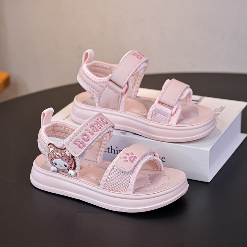 女の子サンダル 2025 夏の新スタイル子供のビーチシューズ中型および大型子供靴女の子かわいい漫画プリンセスシューズ|undefined
