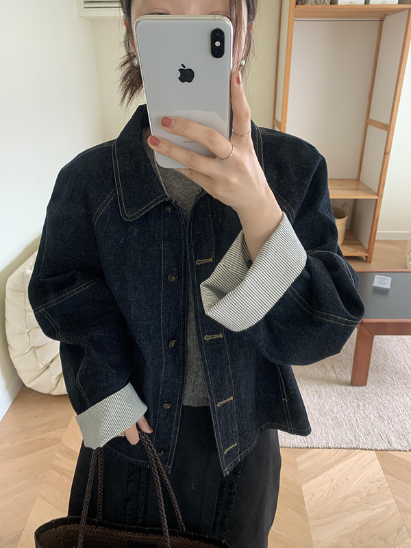 短款牛仔外套女春秋新款2025爆款韩系休闲百搭时尚夹克小个子上衣|undefined