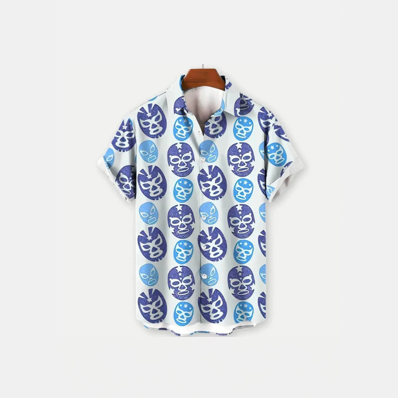 Hawaiian 3D Digital Print Collared Short-Sleeve Shirt, Amazon Bestseller, Cow Warrior Design, Supports Custom Designs