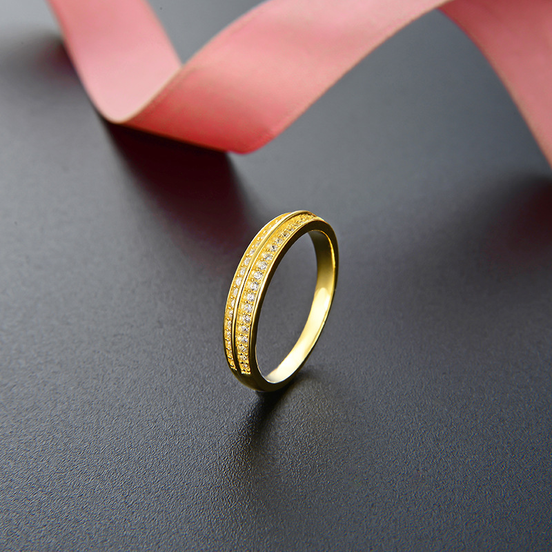 Diseño ligero de lujo y simplicidad 925 plata esterlina anillo de diamantes de doble fila de zircón anillo de cola índice nicho anillo de alta calidad mujer