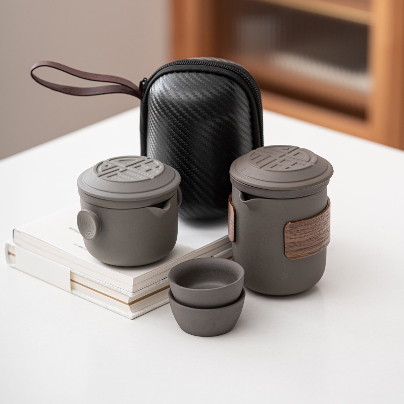 Travel Tea Set Portable Bag One Pot Two or Four Cups Express Cup Car Kung Fu Outdoor Portable Tea Pot Set