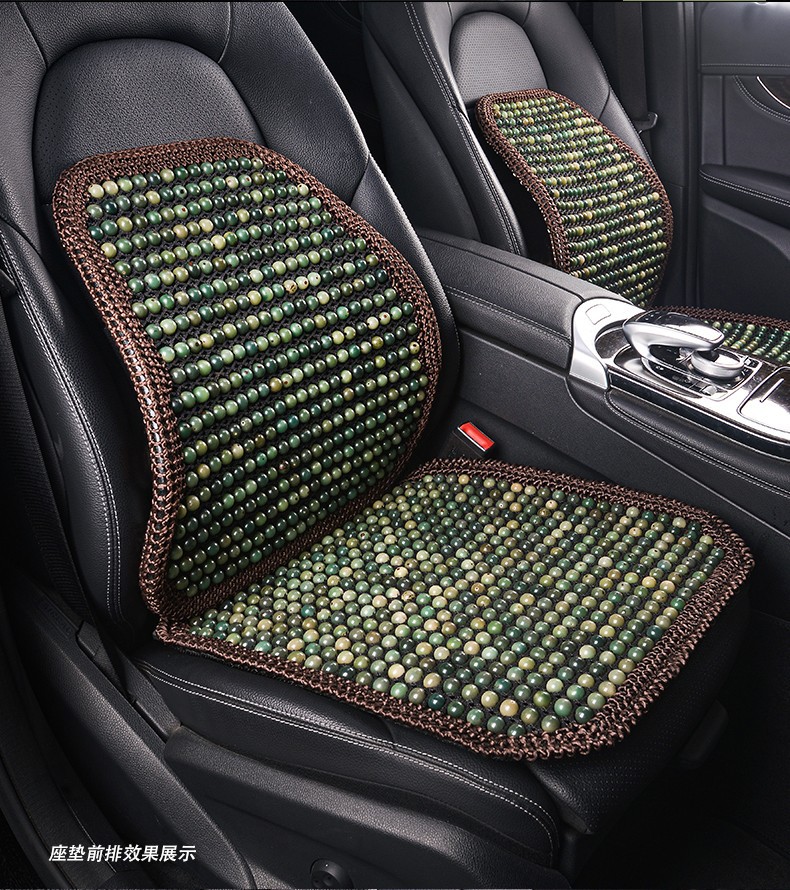 Four-Season Universal Car Seat Cushion Three-Piece Set, Summer Cooling Mat Single Piece Bodhi Cooling Mat, Breathable Wooden Bead Truck Seat Cushion