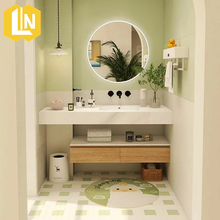 牛油果绿复古浴室柔光琳釉墙砖日式卫生间瓷砖防滑地砖厕所小花砖