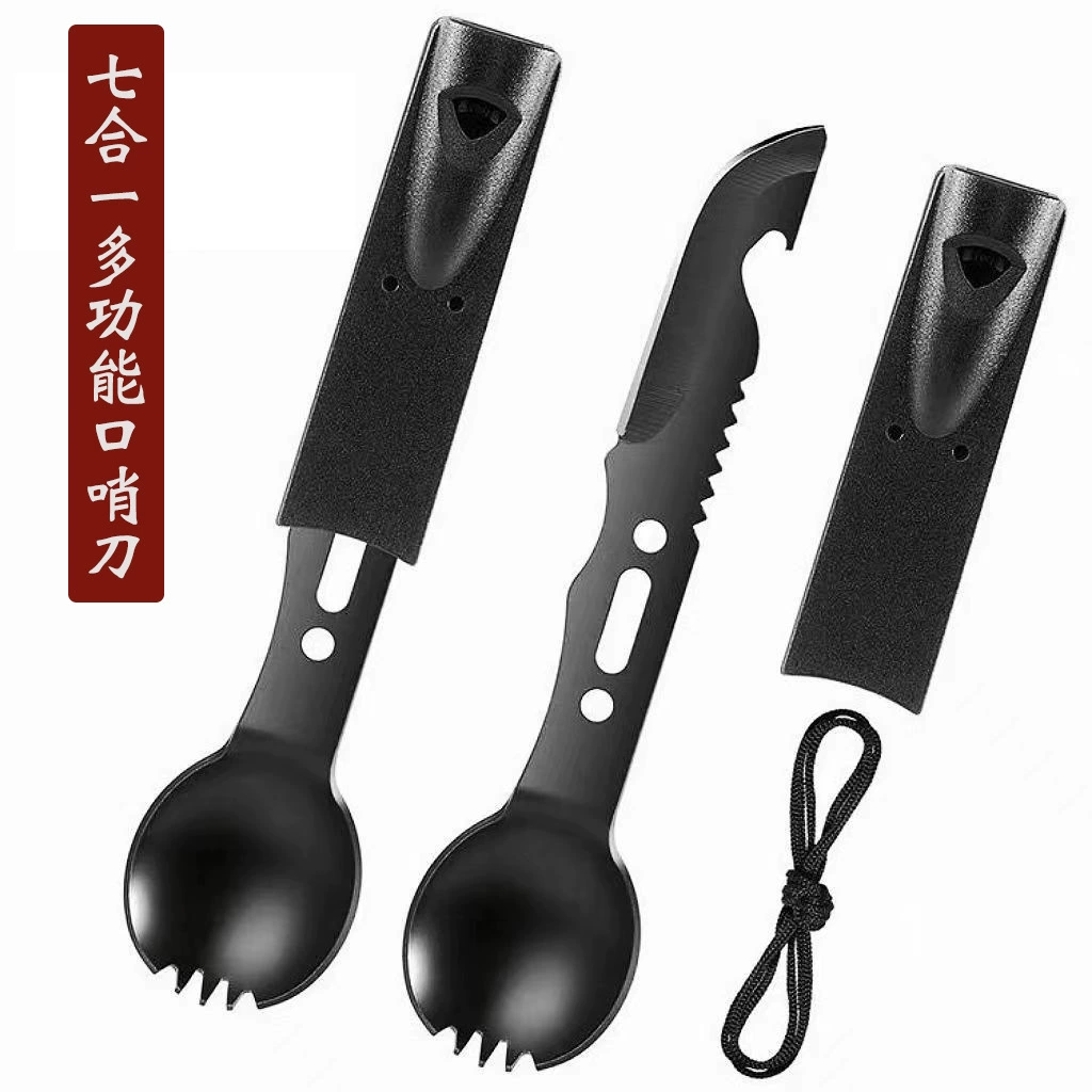 Прямые продажи с фабрики, многофункциональный нож, вилка и ложка, посуда для кемпинга, небольшой прямой нож, аварийный гаджет для альпинизма на открытом воздухе