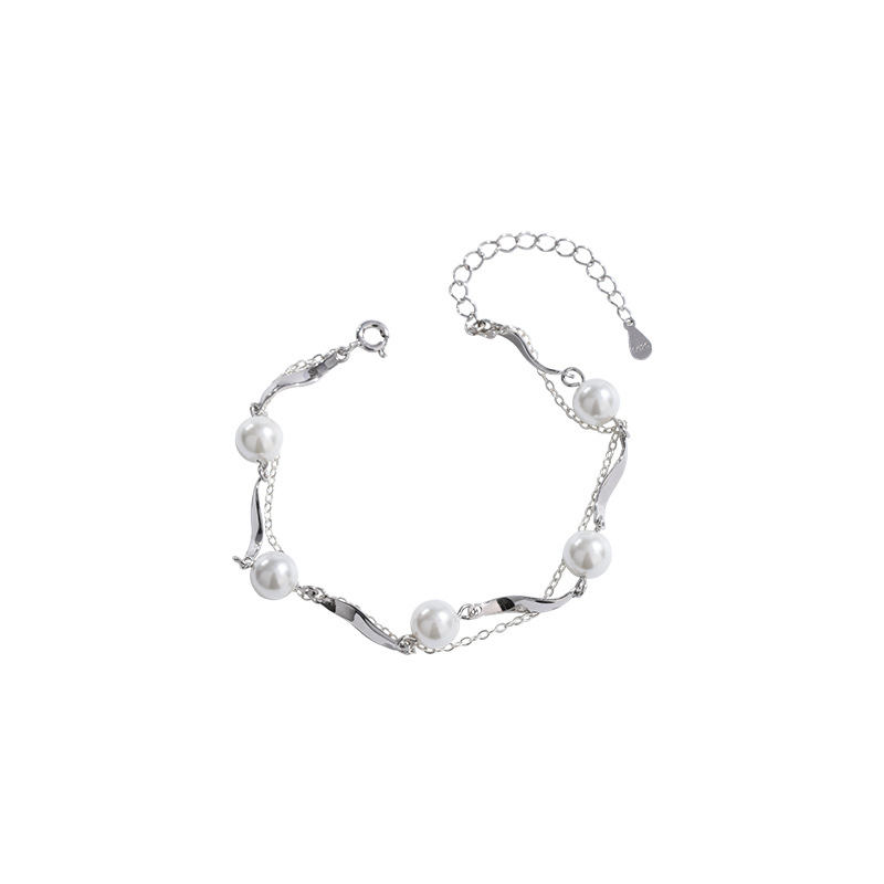 Luz de lujo de alta gama de moda nicho exquisita pulsera de rebordear novias regalo Pulsera de doble capa de plata esterlina s925