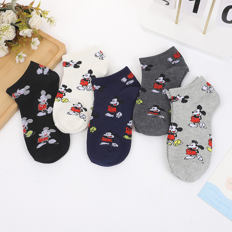 Spring and summer new cotton ladies boat socks cartoon Mickey Mouse Jacquard cute women socks Japanese fashion socks wholesale Spring and summer new cotton ladies boat socks cartoon Mickey Mouse Jacquard cute women socks Japanese fashion socks wholesale