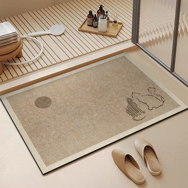 Diatomaceous Earth Bath Mat Non Slip Absorbent Bathroom Carpet_voghion.com