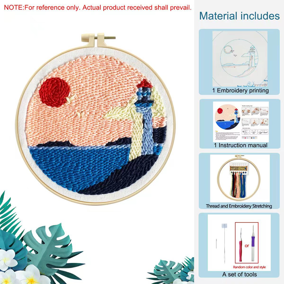 Paquete de material de lana fina bordado de verano para niños junto al mar DIY kit simple principiante bordado image 6
