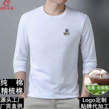 重磅纯棉春秋季男士长袖t恤跨境外贸中年卫衣男秋衣打底针织衫男