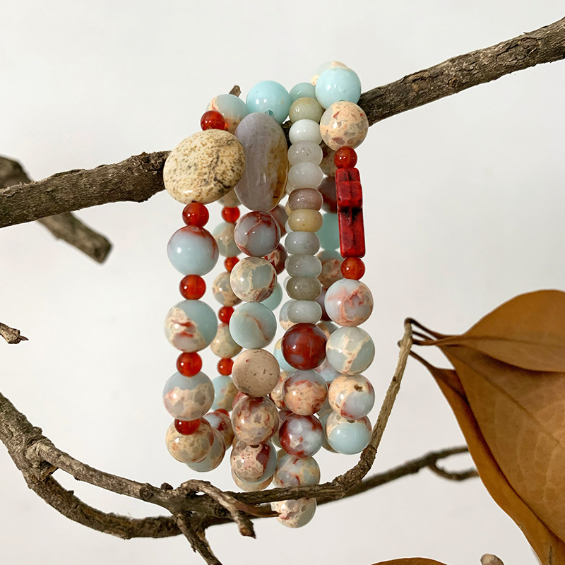 Ethnic Style Cross Agate Beaded Bracelets